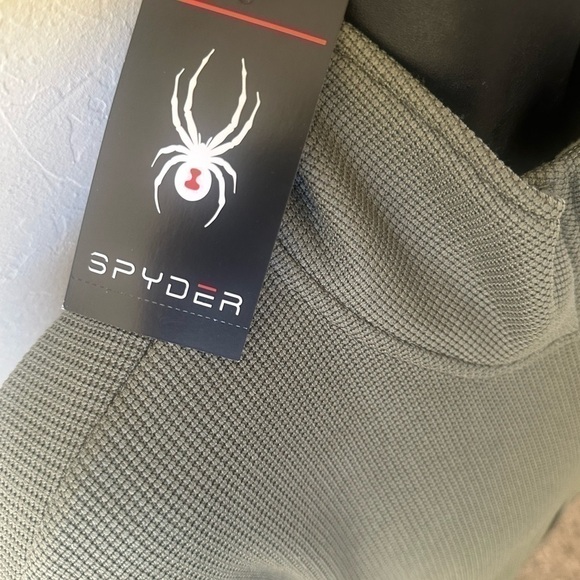 New men’s size M medium half zip Spyder pullover fleece grey black tea leaf - Picture 8 of 9